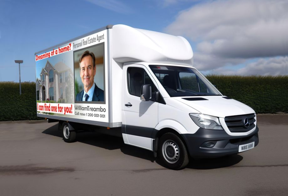 Truck with Real Estate Advertising